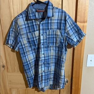 Free Country Blue and Cream Plaid Men's Shirt